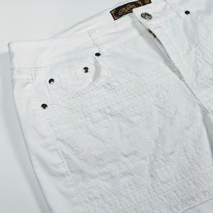 One 5 One White Embroidered Jean Shorts Sz 10